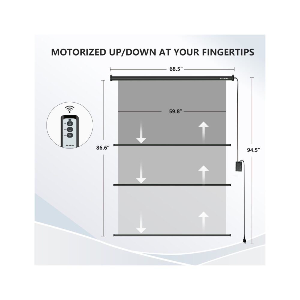 RAUBAY 5′ x 7.2′ Motorized Pull Down Grey Screen