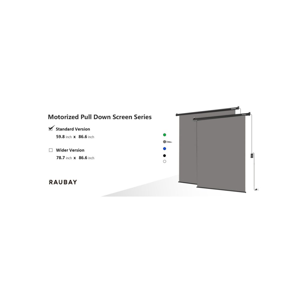 RAUBAY 5′ x 7.2′ Motorized Pull Down Grey Screen
