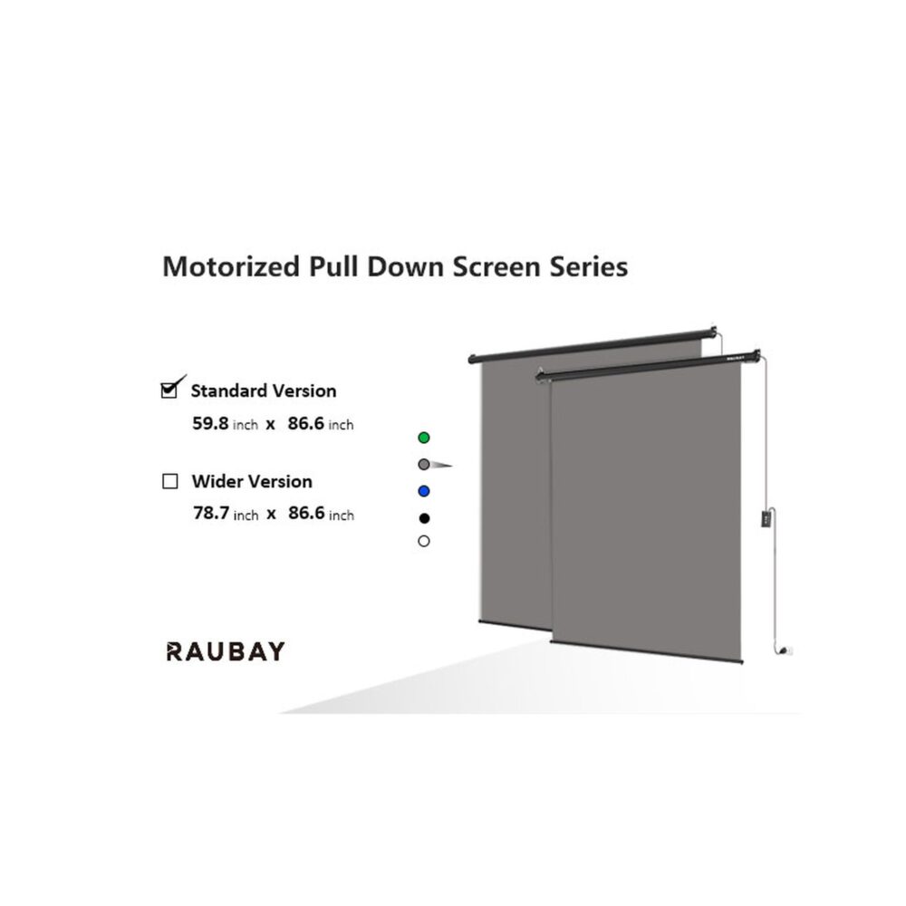 RAUBAY 5′ x 7.2′ Motorized Pull Down Grey Screen