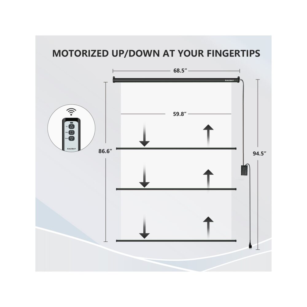 RAUBAY 5′ x 7.2′ Motorized Pull Down White Screen