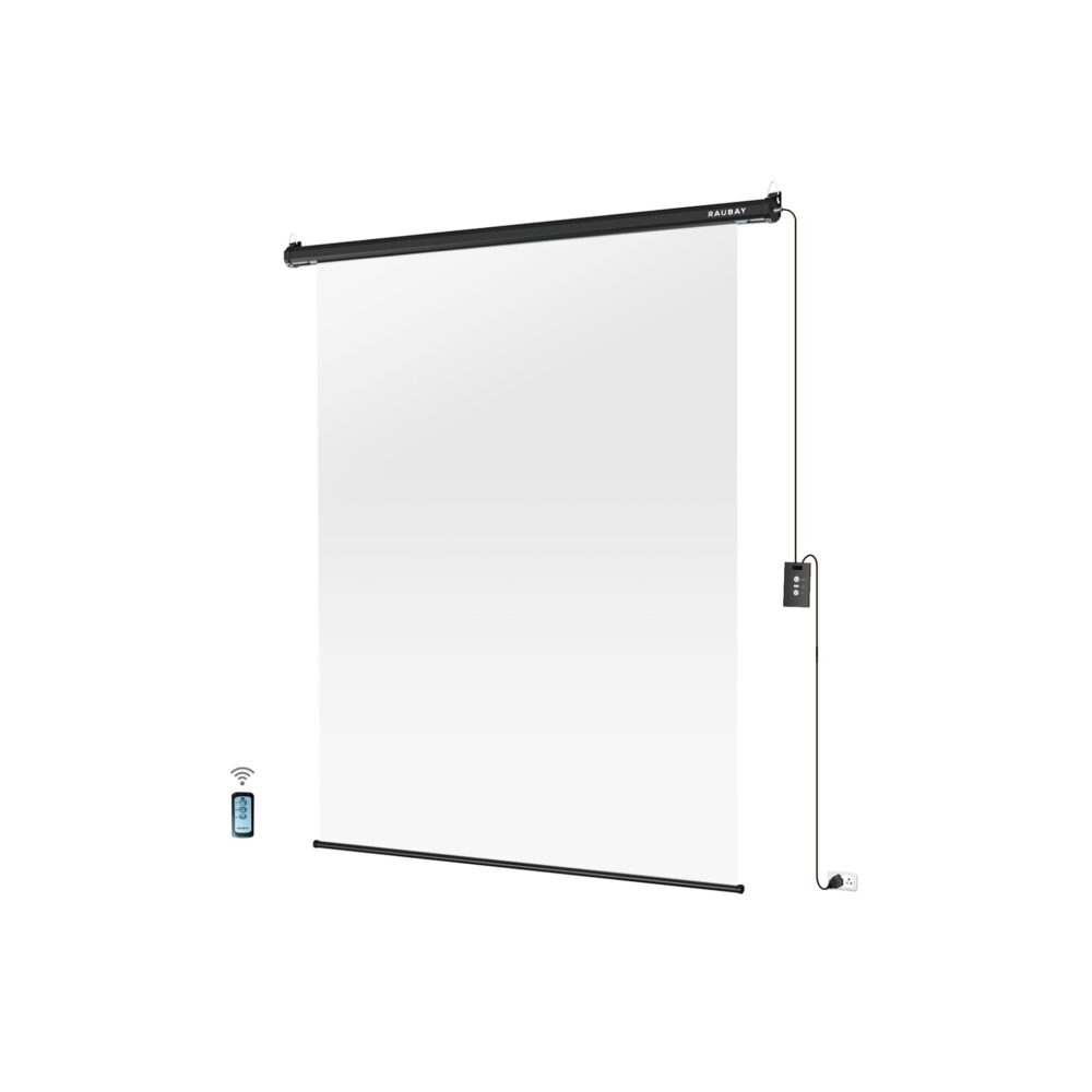 RAUBAY 5′ x 7.2′ Motorized Pull Down White Screen