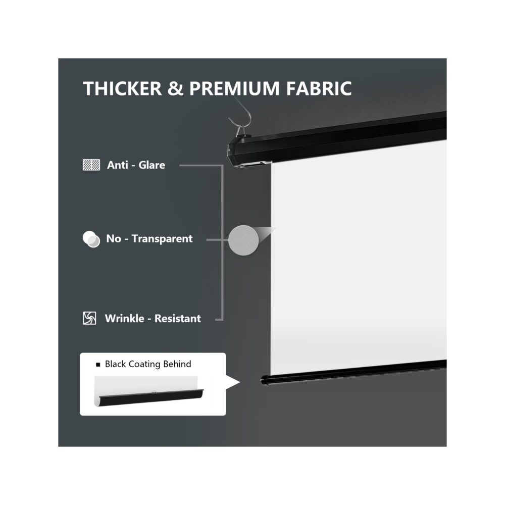 RAUBAY 5′ x 7.2′ Motorized Pull Down White Screen