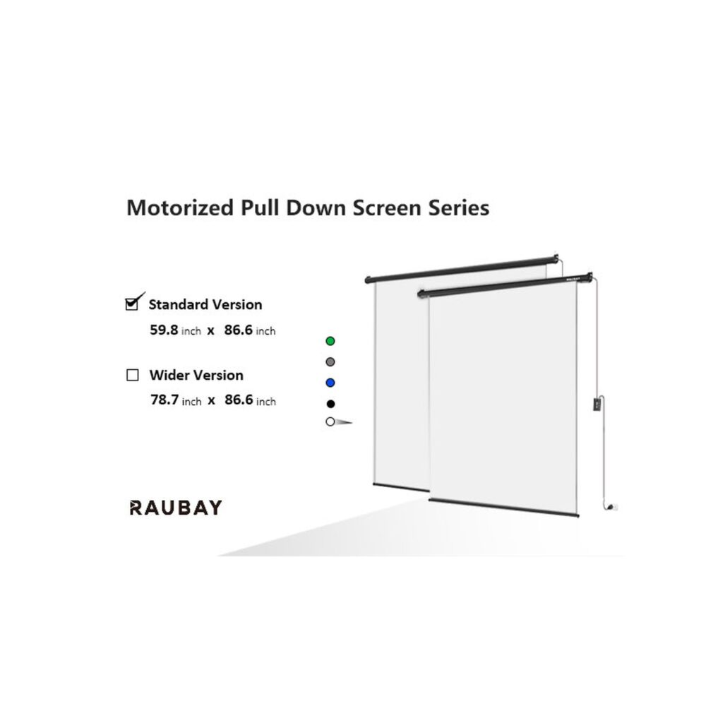RAUBAY 5′ x 7.2′ Motorized Pull Down White Screen