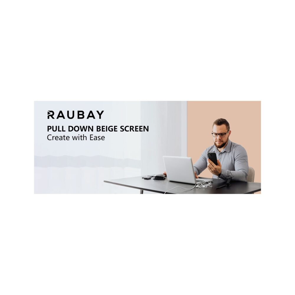 RAUBAY 5′ x 7.2′ Pull Down Beige Screen