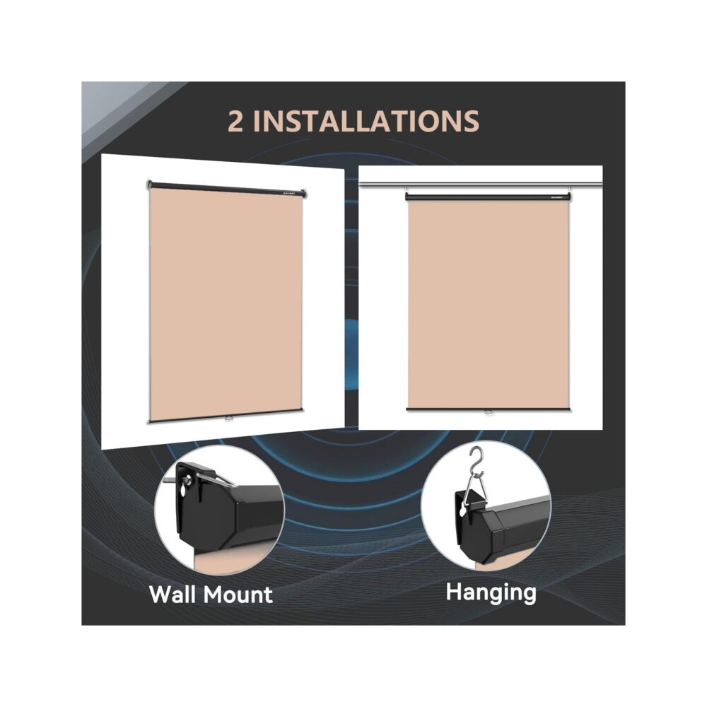 RAUBAY 5′ x 7.2′ Pull Down Beige Screen