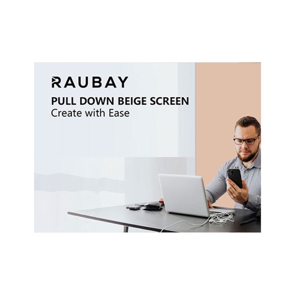 RAUBAY 5′ x 7.2′ Pull Down Beige Screen