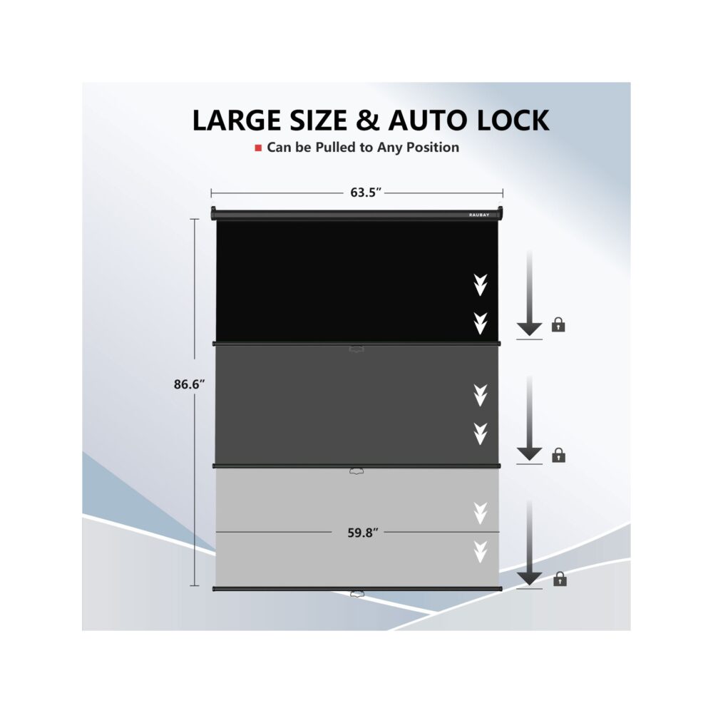 RAUBAY 5′ x 7.2′ Pull Down Black Screen