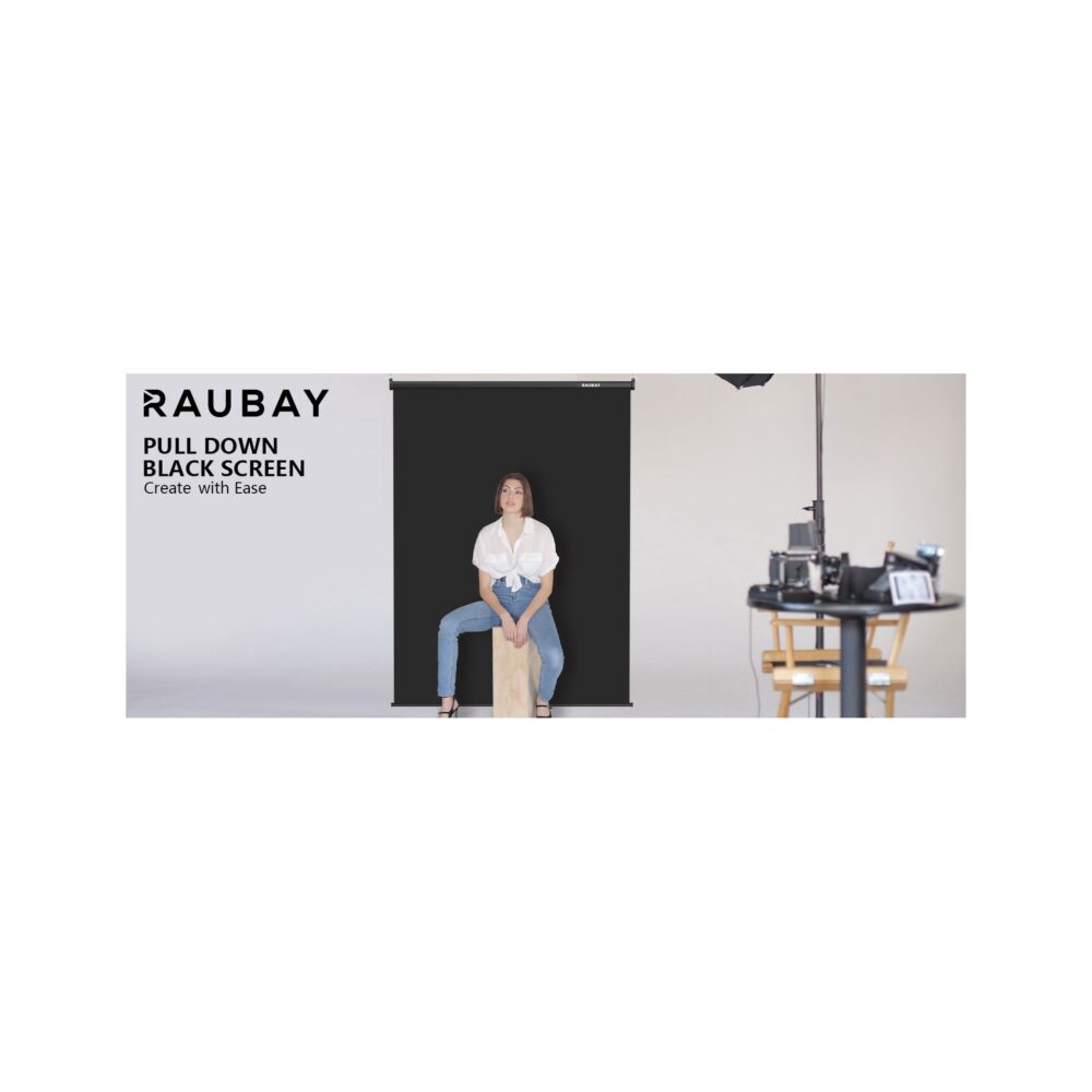 RAUBAY 5′ x 7.2′ Pull Down Black Screen