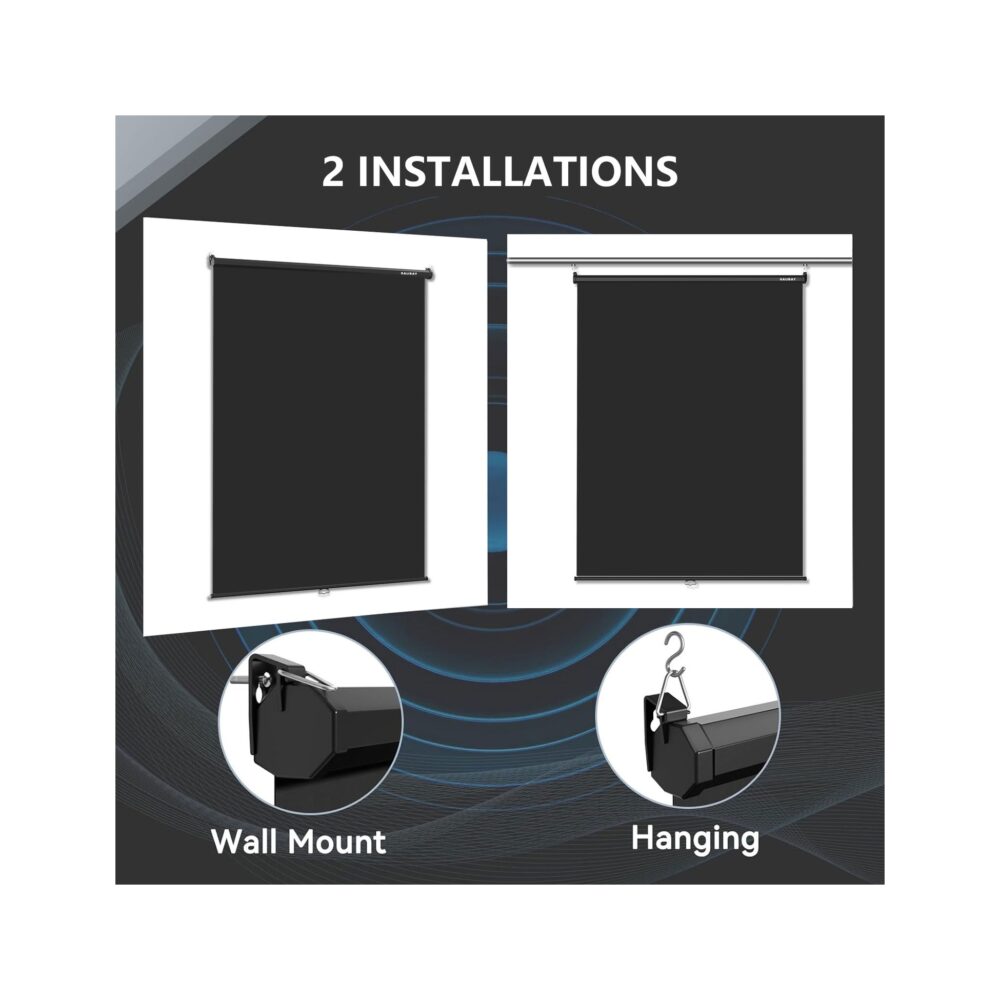 RAUBAY 5′ x 7.2′ Pull Down Black Screen