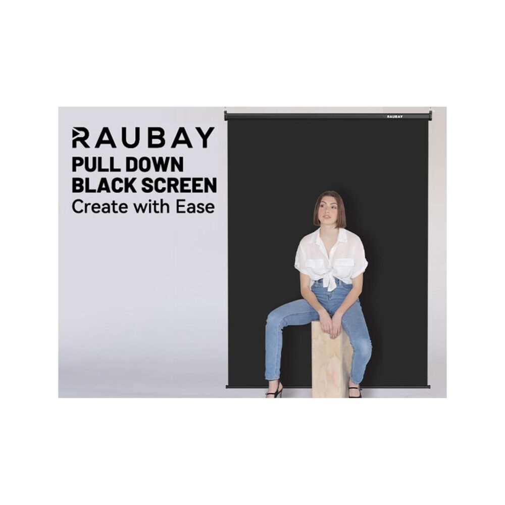 RAUBAY 5′ x 7.2′ Pull Down Black Screen