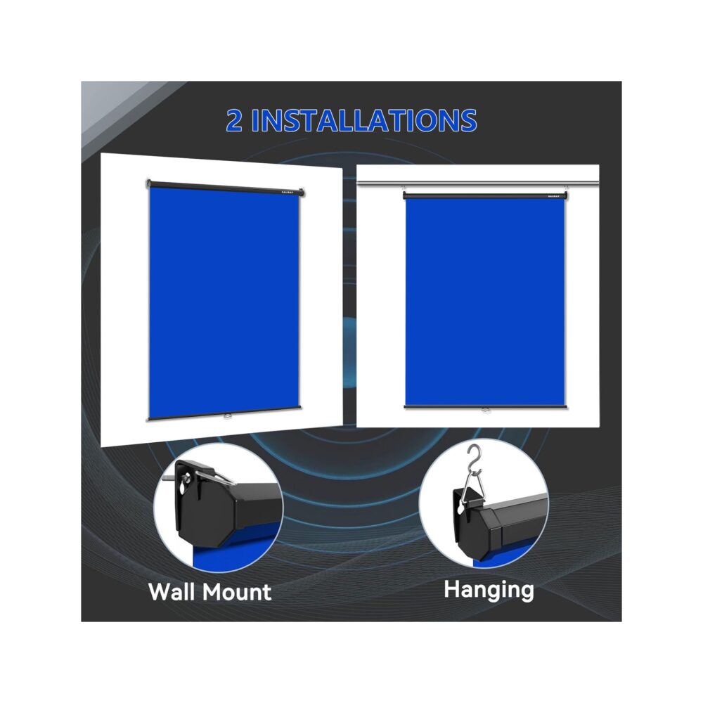 RAUBAY 5′ x 7.2′ Pull Down Blue Screen