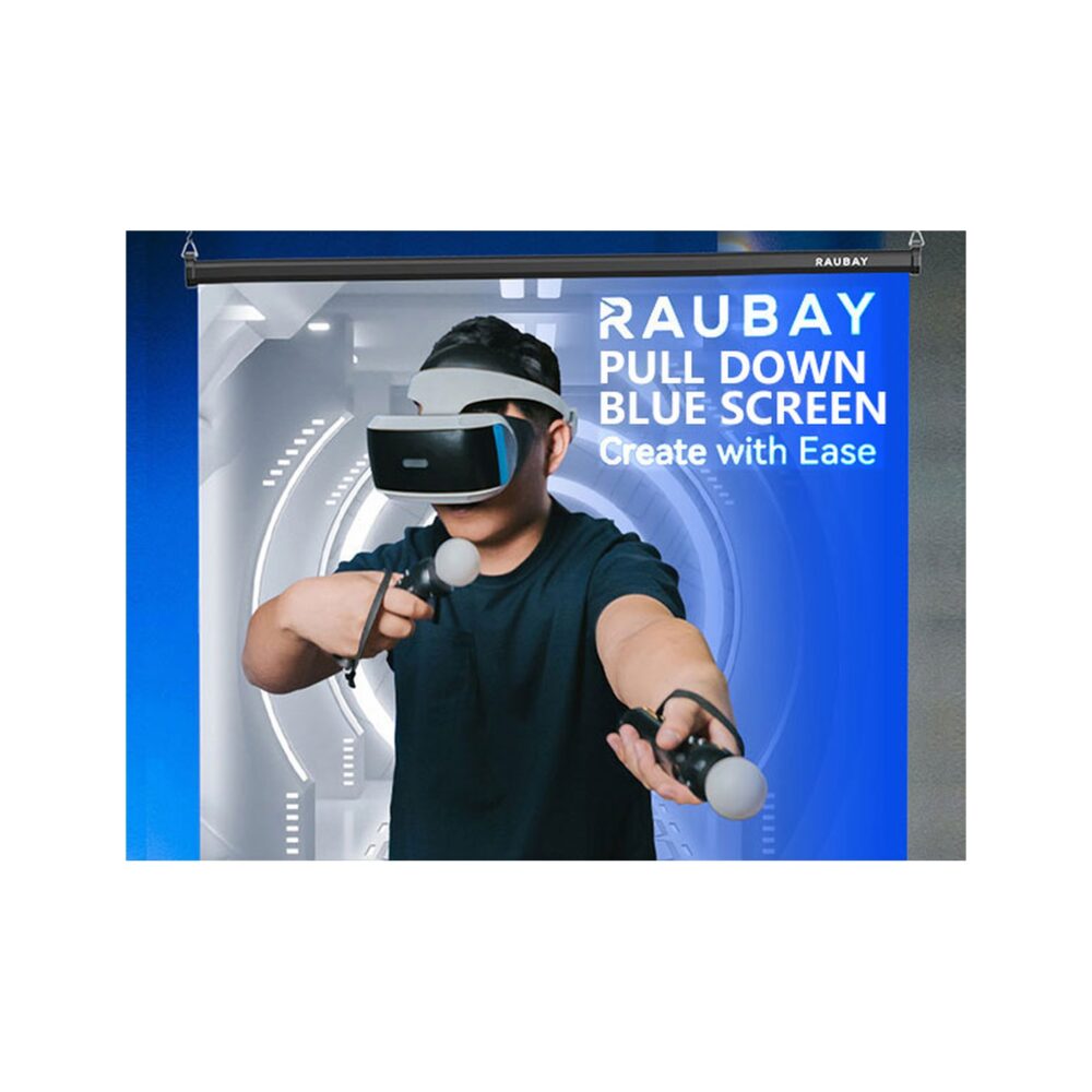 RAUBAY 5′ x 7.2′ Pull Down Blue Screen