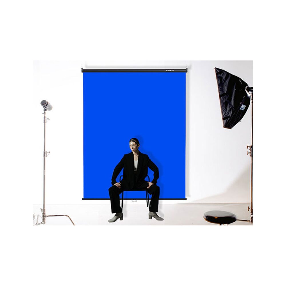 RAUBAY 5′ x 7.2′ Pull Down Blue Screen