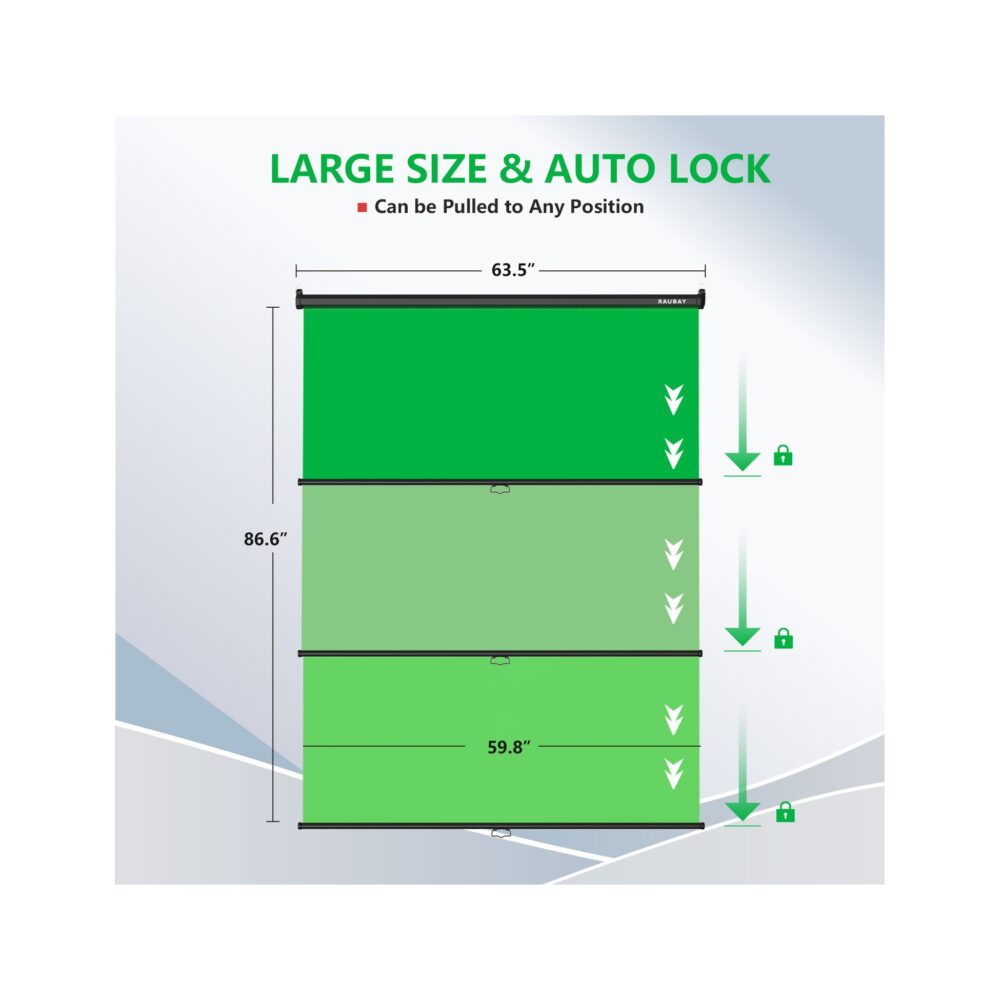 RAUBAY 5′ x 7.2′ Pull Down Green Screen