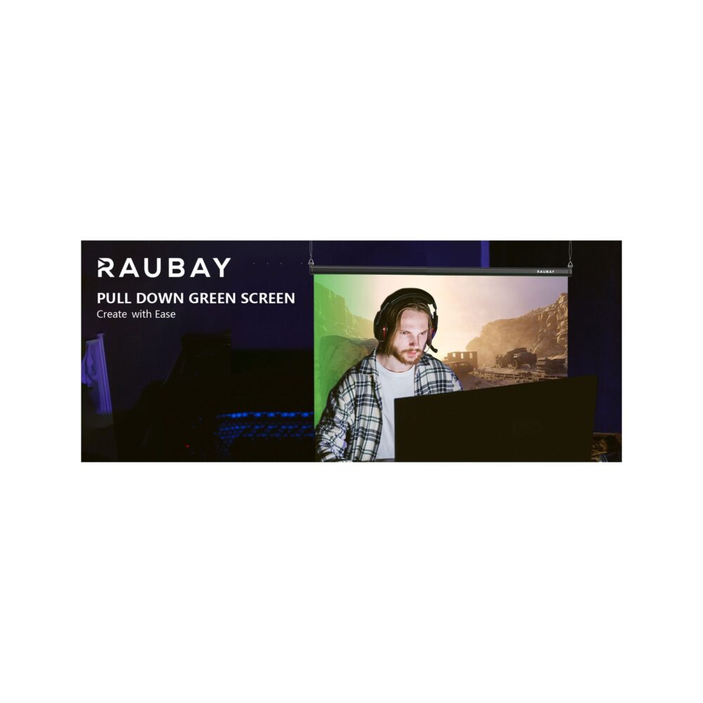RAUBAY 5′ x 7.2′ Pull Down Green Screen