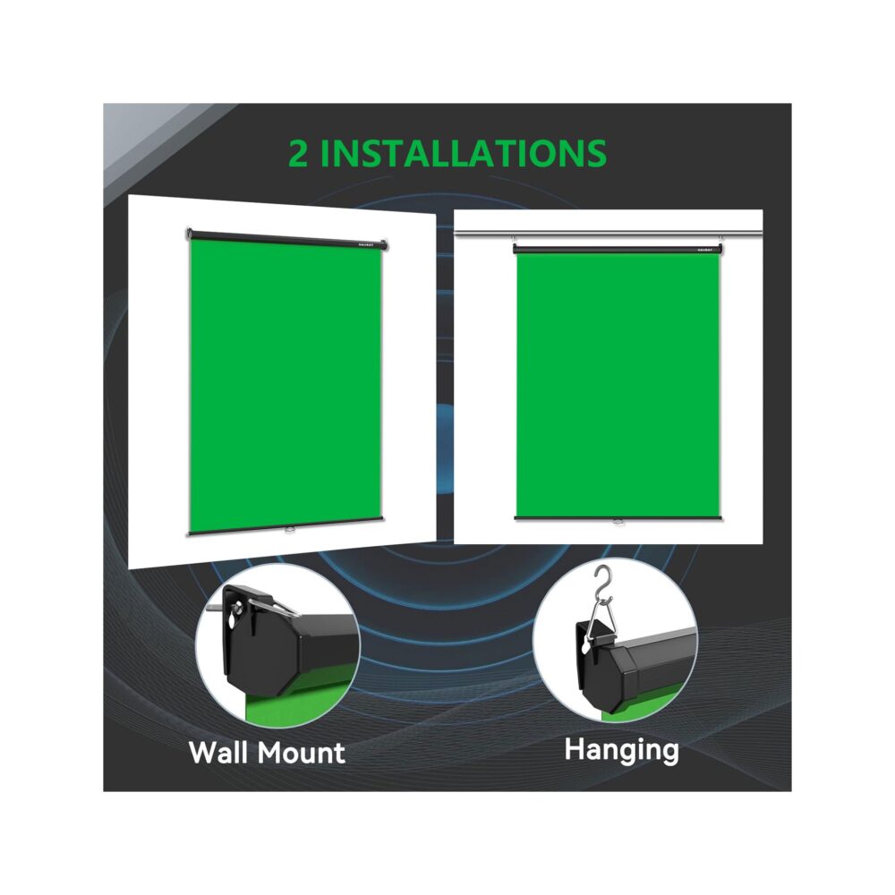 RAUBAY 5′ x 7.2′ Pull Down Green Screen