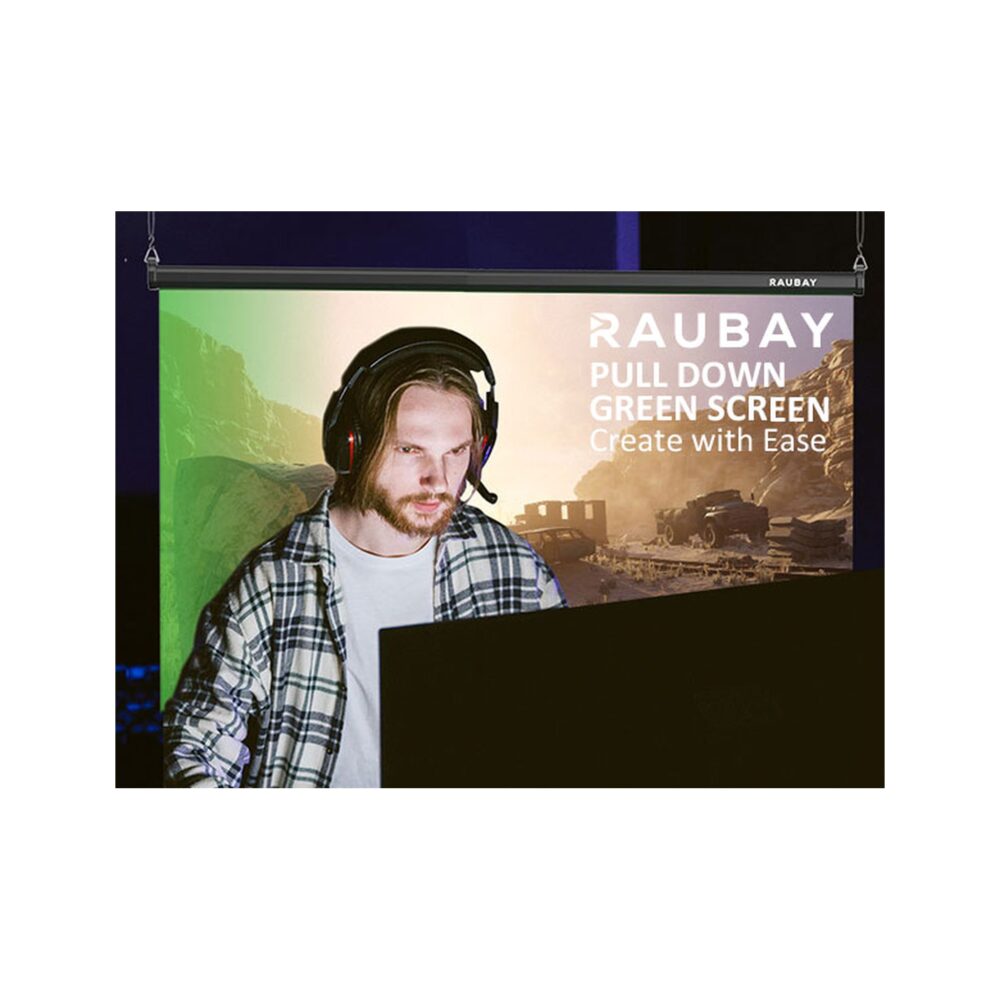 RAUBAY 5′ x 7.2′ Pull Down Green Screen