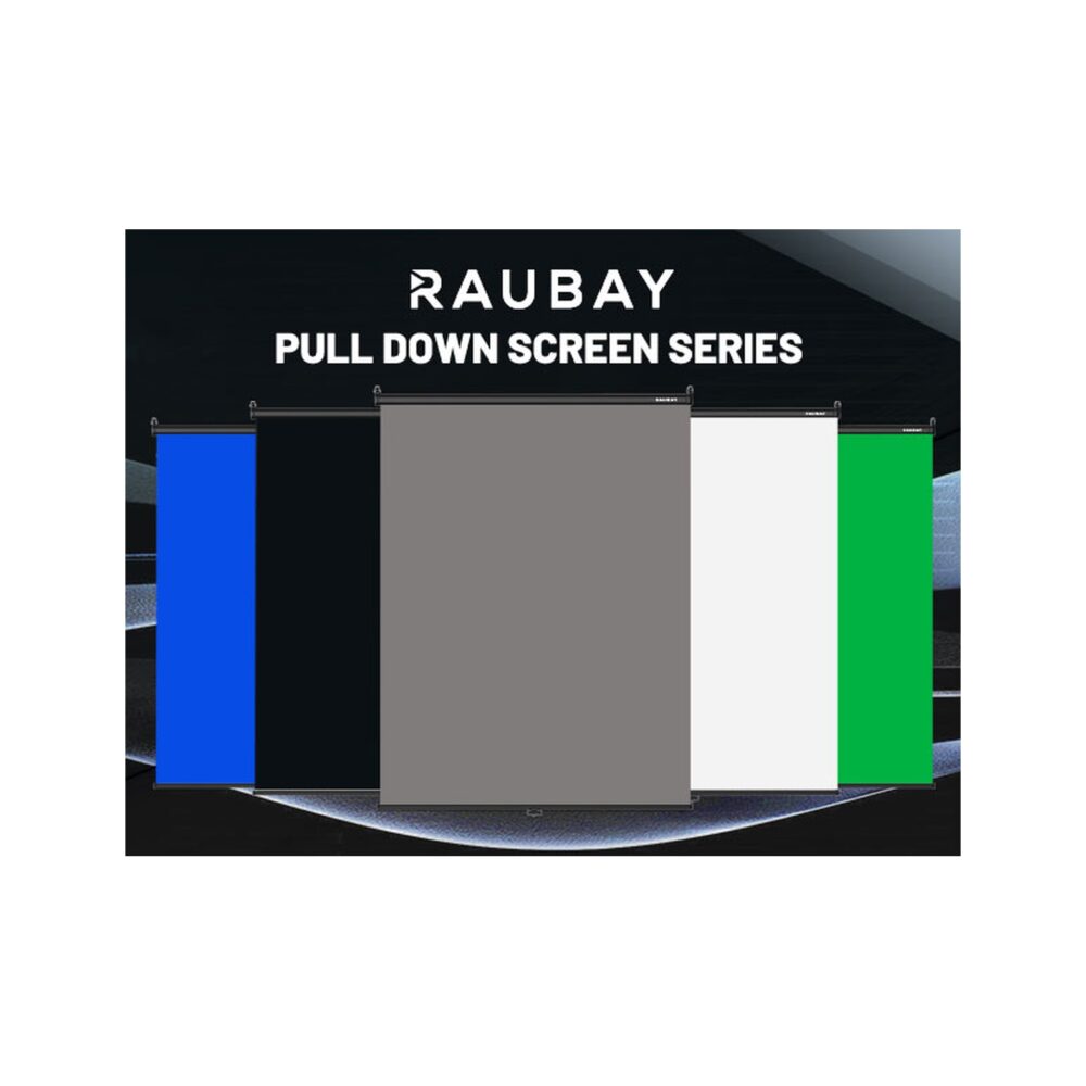 RAUBAY 5′ x 7.2′ Pull Down Grey Screen