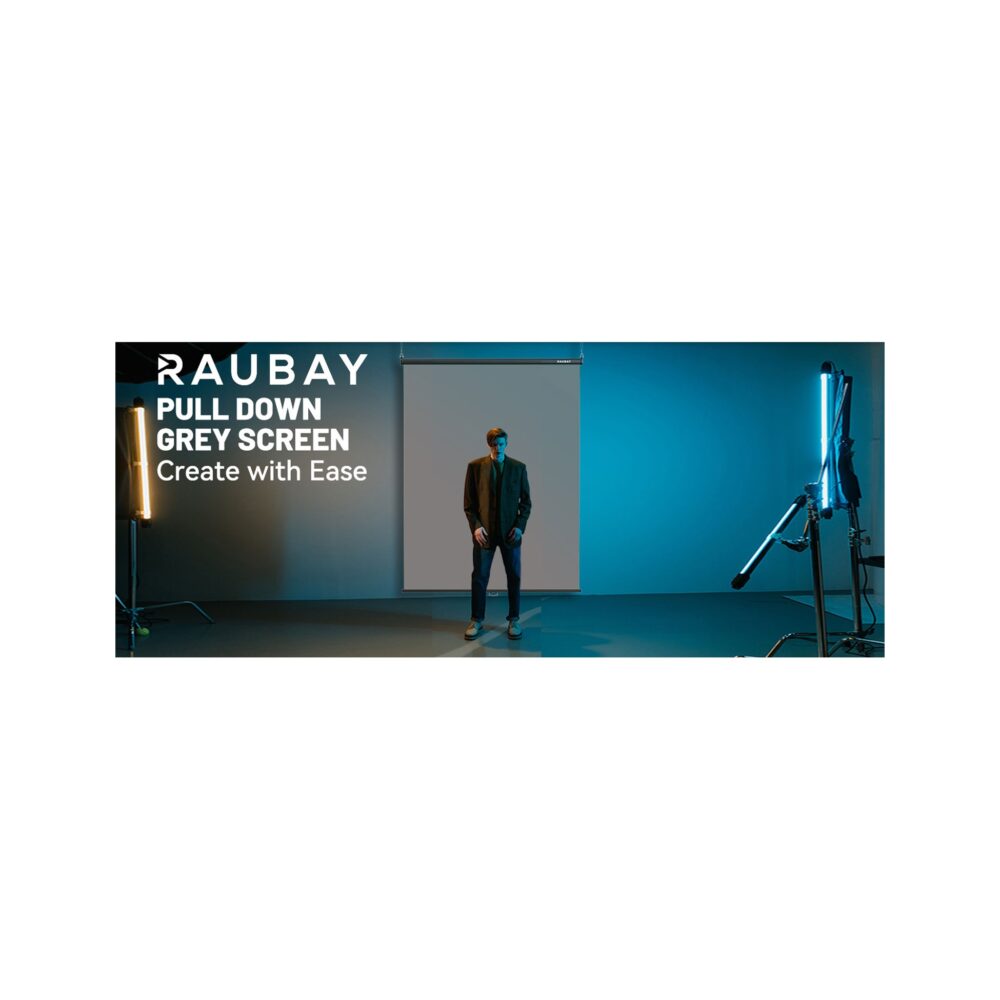 RAUBAY 5′ x 7.2′ Pull Down Grey Screen