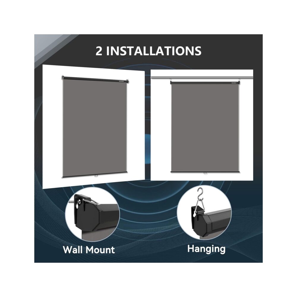 RAUBAY 5′ x 7.2′ Pull Down Grey Screen