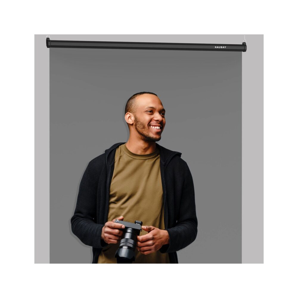 RAUBAY 5′ x 7.2′ Pull Down Grey Screen