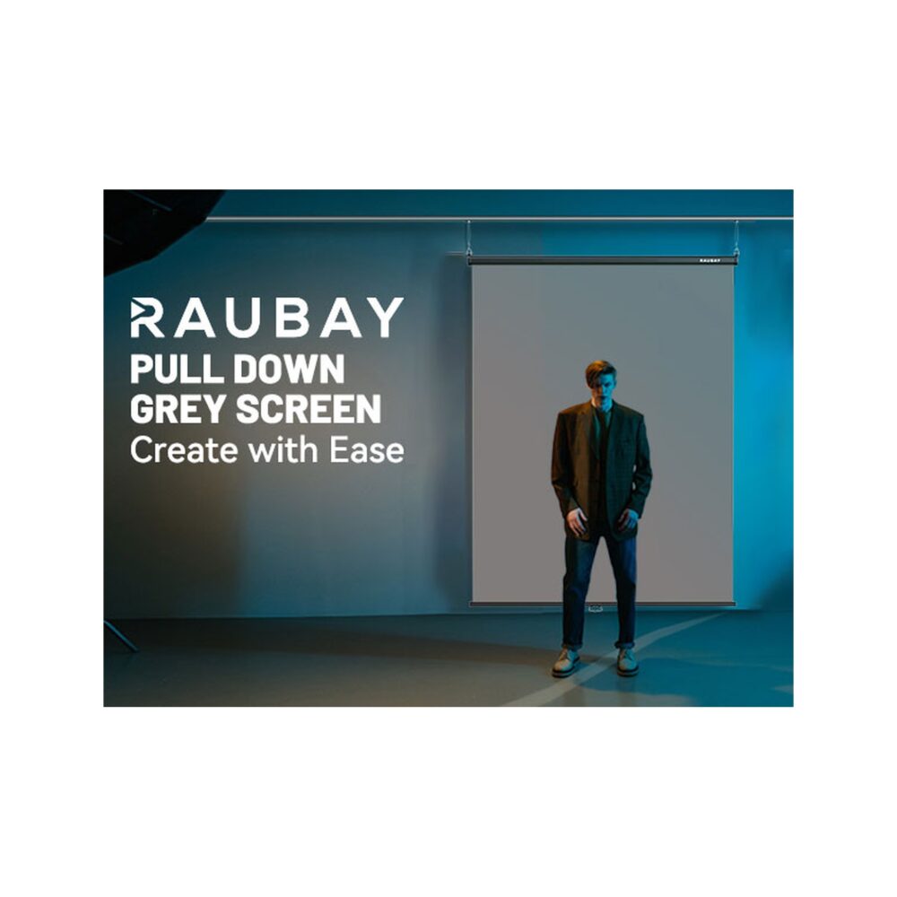 RAUBAY 5′ x 7.2′ Pull Down Grey Screen