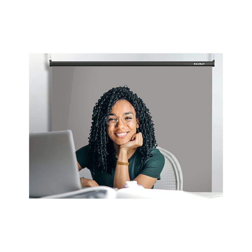 RAUBAY 5′ x 7.2′ Pull Down Grey Screen