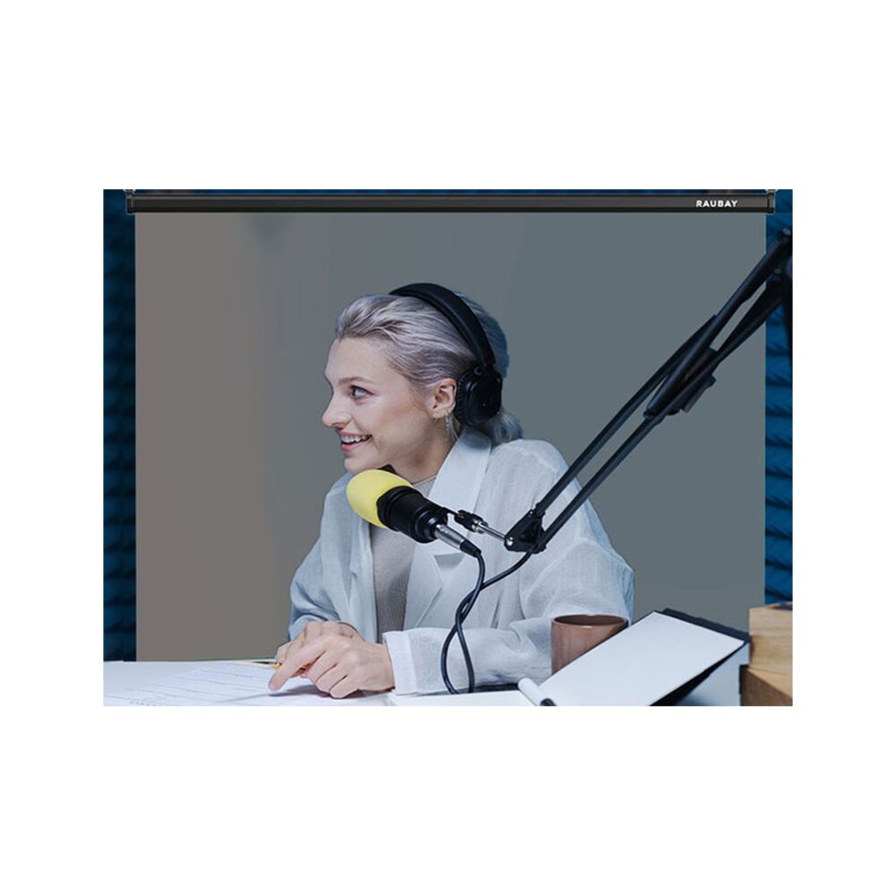 RAUBAY 5′ x 7.2′ Pull Down Grey Screen