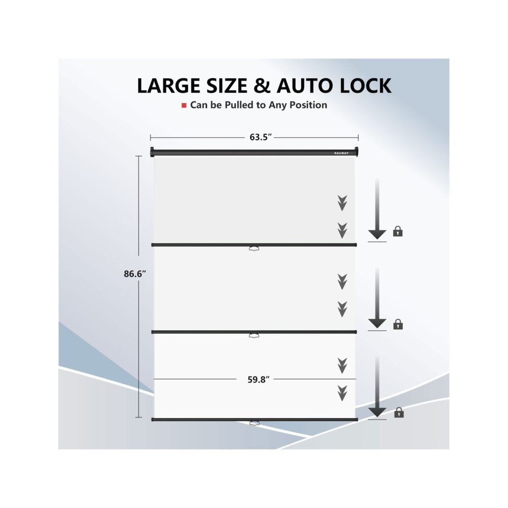 RAUBAY 5′ x 7.2′ Pull Down White Screen