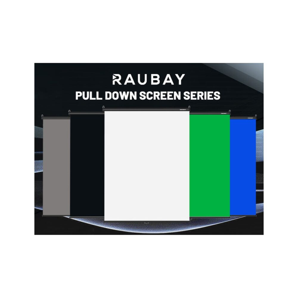 RAUBAY 5′ x 7.2′ Pull Down White Screen