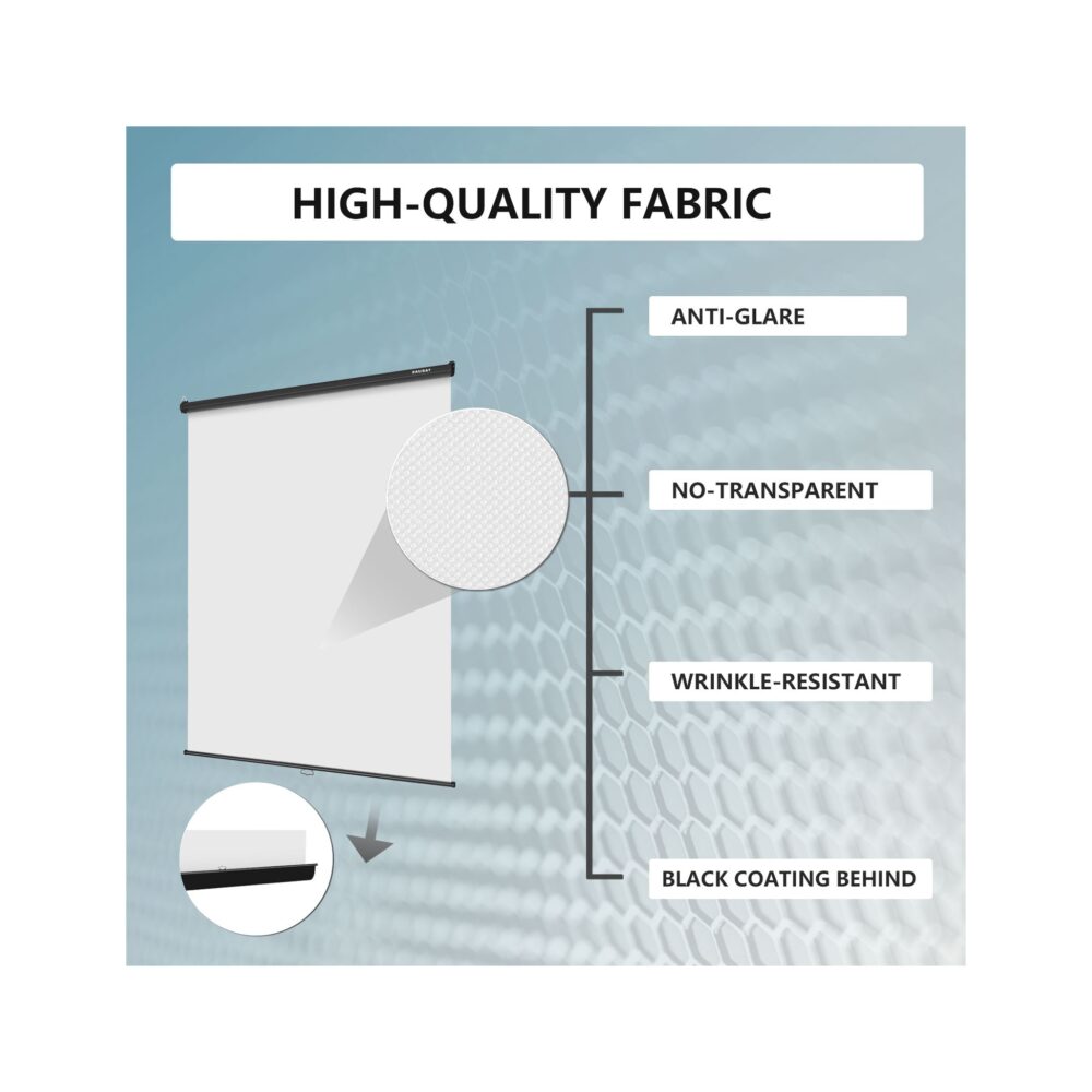 RAUBAY 5′ x 7.2′ Pull Down White Screen