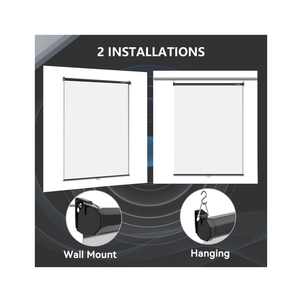 RAUBAY 5′ x 7.2′ Pull Down White Screen