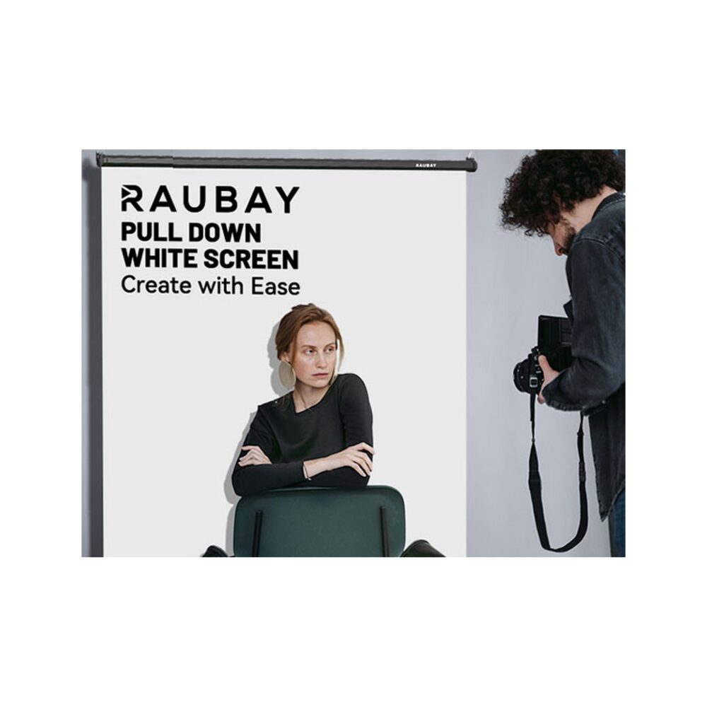 RAUBAY 5′ x 7.2′ Pull Down White Screen