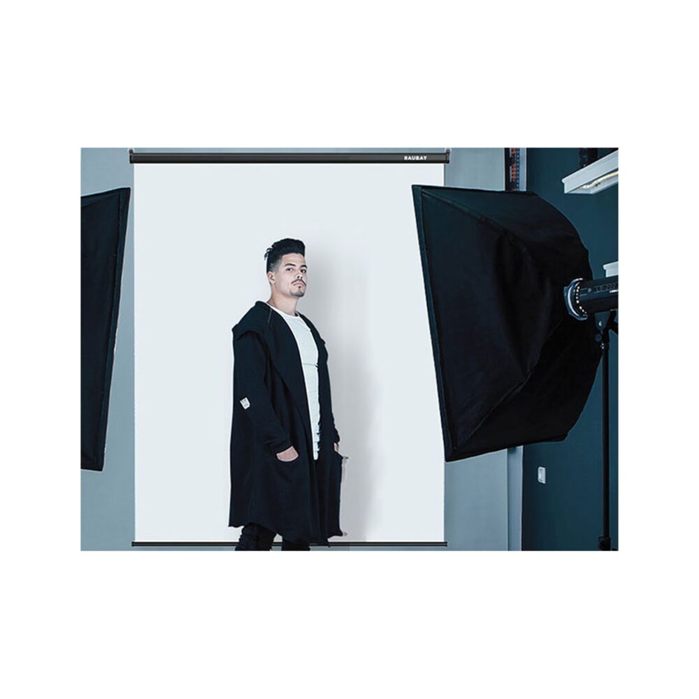RAUBAY 5′ x 7.2′ Pull Down White Screen