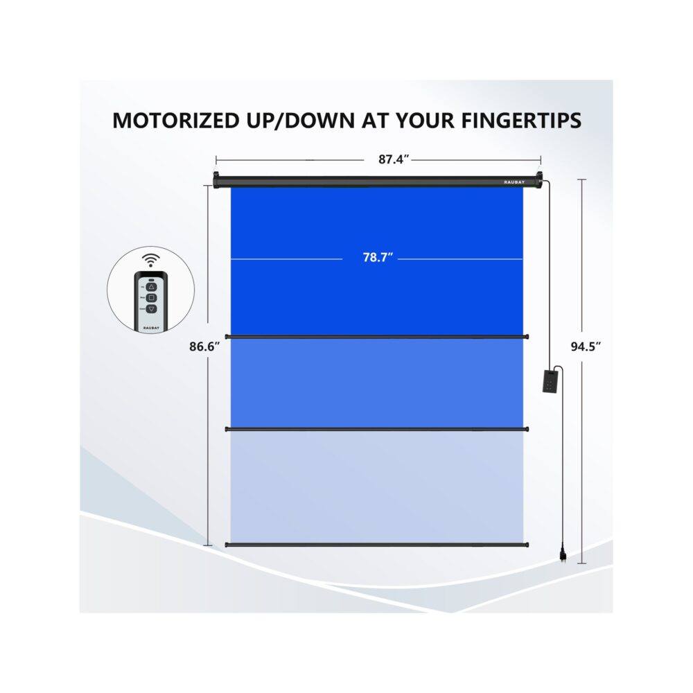 RAUBAY 6.7′ x 7.2′ Motorized Pull Down Blue Screen