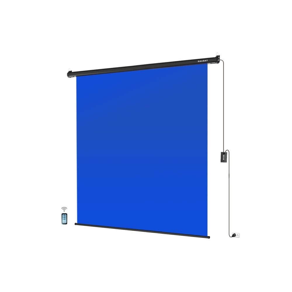 RAUBAY 6.7′ x 7.2′ Motorized Pull Down Blue Screen