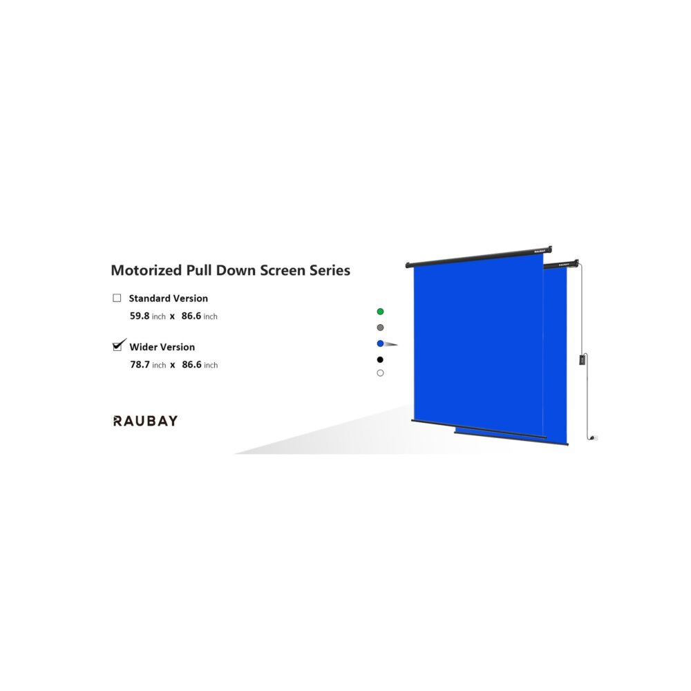 RAUBAY 6.7′ x 7.2′ Motorized Pull Down Blue Screen