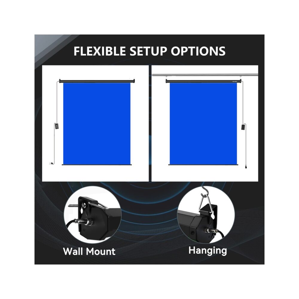 RAUBAY 6.7′ x 7.2′ Motorized Pull Down Blue Screen