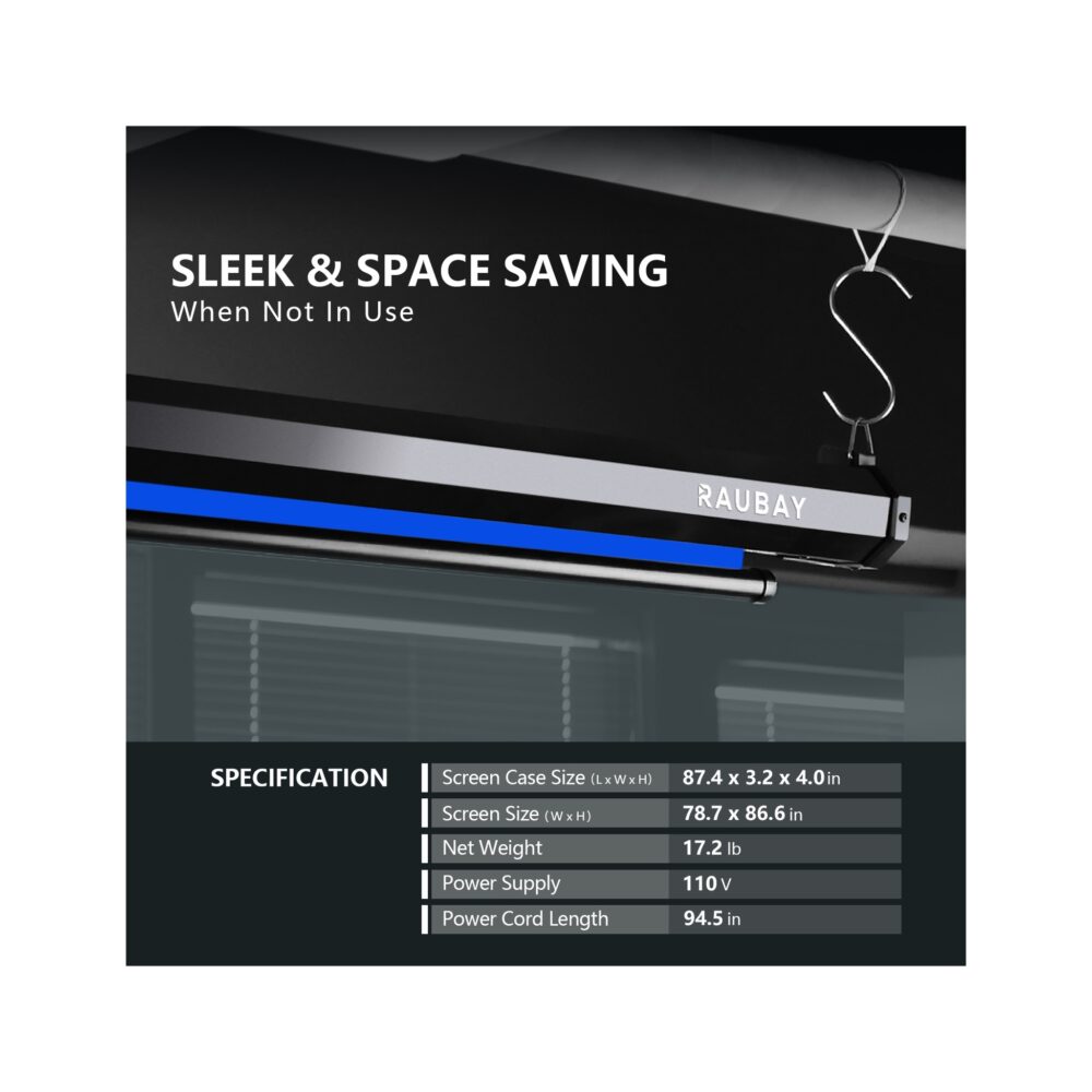 RAUBAY 6.7′ x 7.2′ Motorized Pull Down Blue Screen