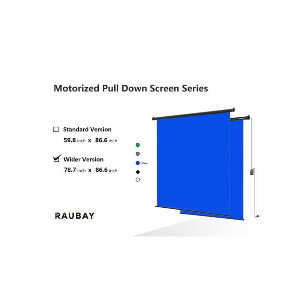 RAUBAY 6.7′ x 7.2′ Motorized Pull Down Blue Screen