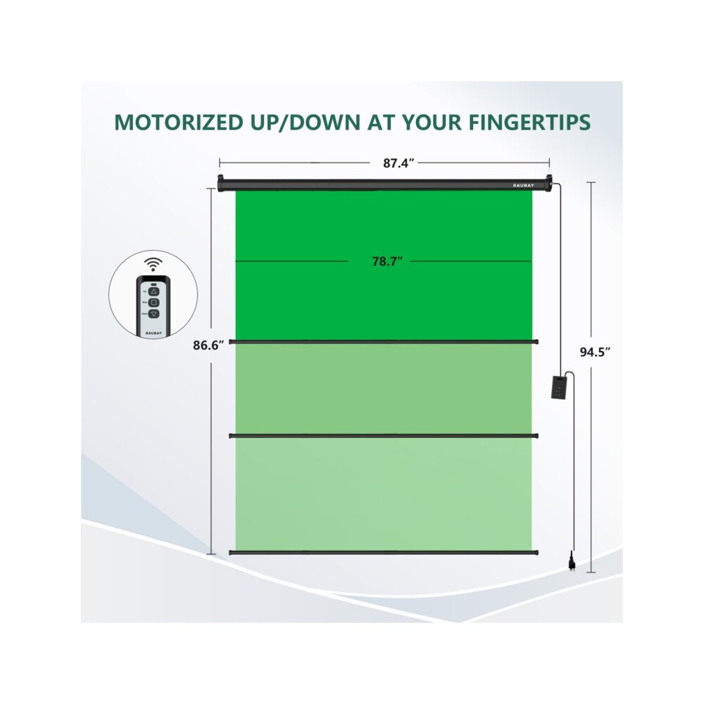 RAUBAY 6.7′ x 7.2′ Motorized Pull Down Green Screen