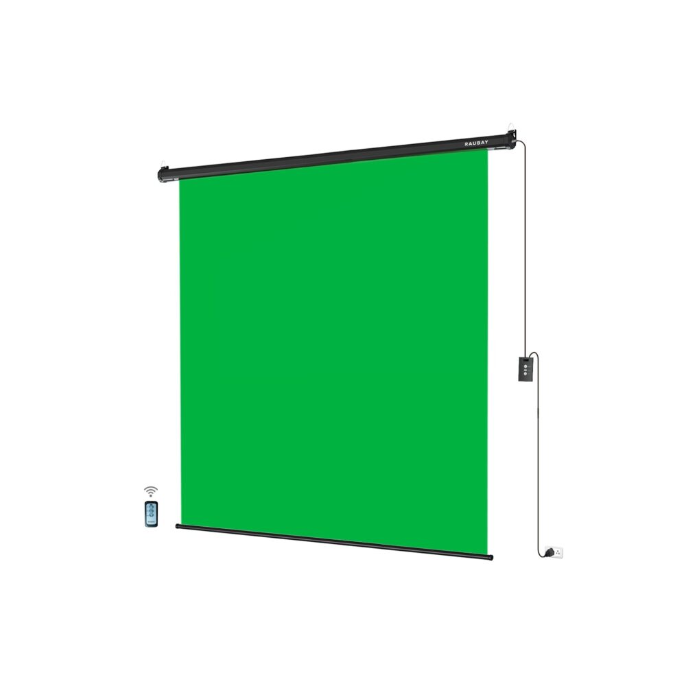 RAUBAY 6.7′ x 7.2′ Motorized Pull Down Green Screen