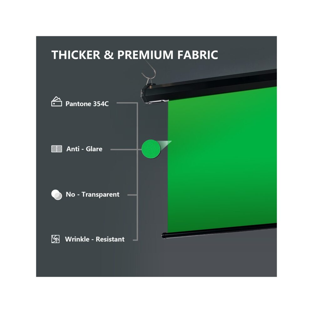 RAUBAY 6.7′ x 7.2′ Motorized Pull Down Green Screen