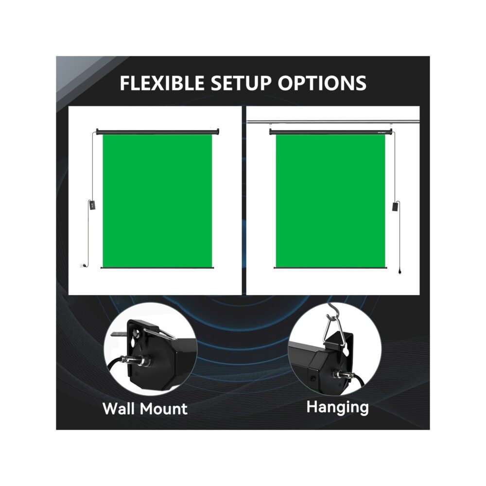 RAUBAY 6.7′ x 7.2′ Motorized Pull Down Green Screen