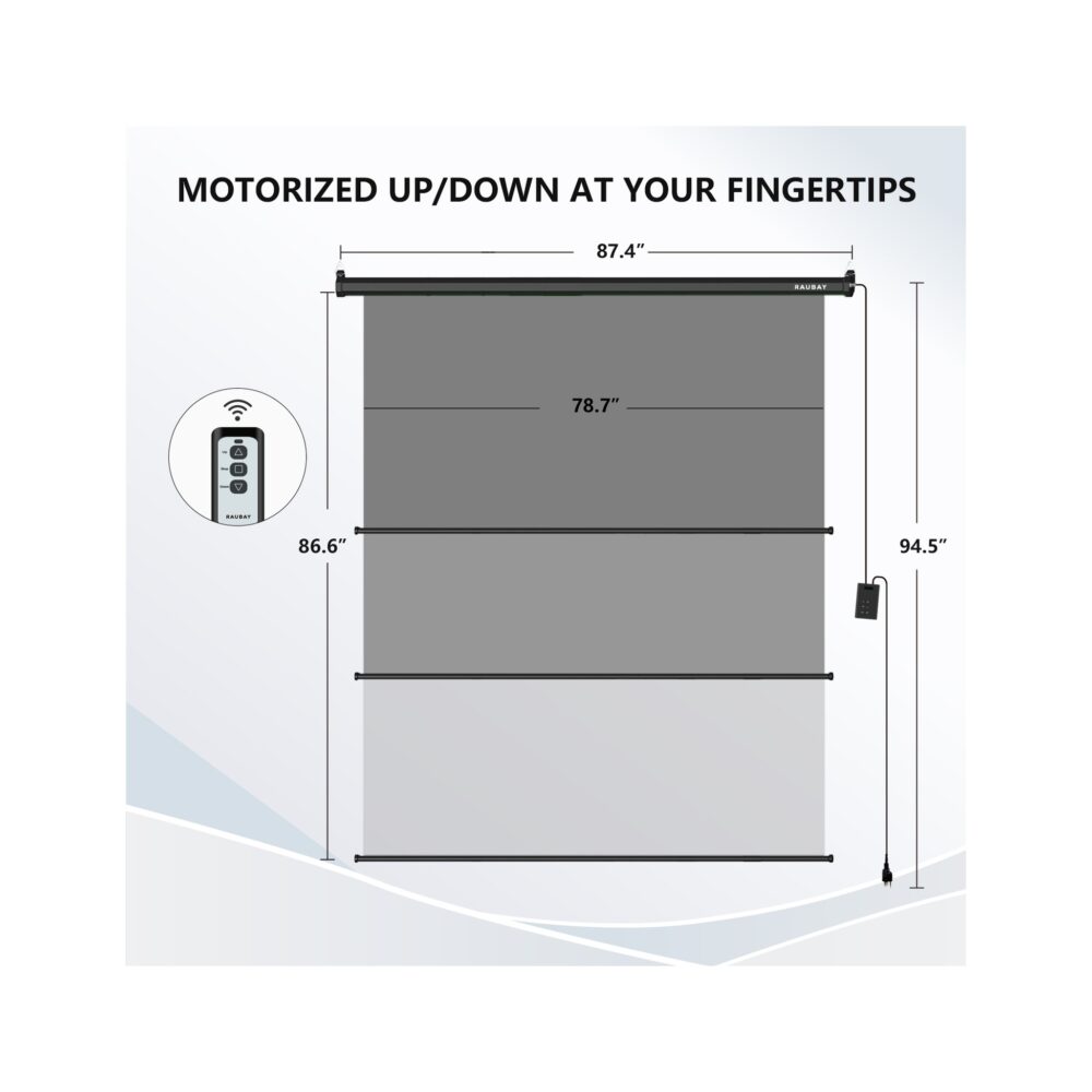 RAUBAY 6.7′ x 7.2′ Motorized Pull Down Grey Screen