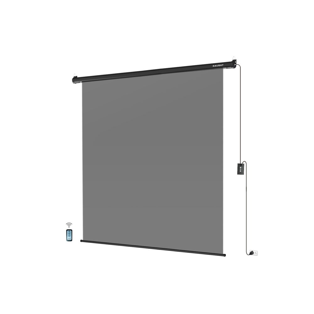 RAUBAY 6.7′ x 7.2′ Motorized Pull Down Grey Screen
