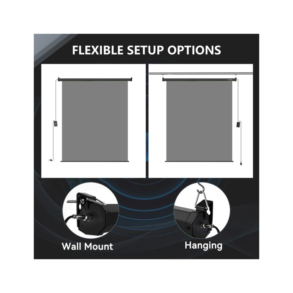 RAUBAY 6.7′ x 7.2′ Motorized Pull Down Grey Screen