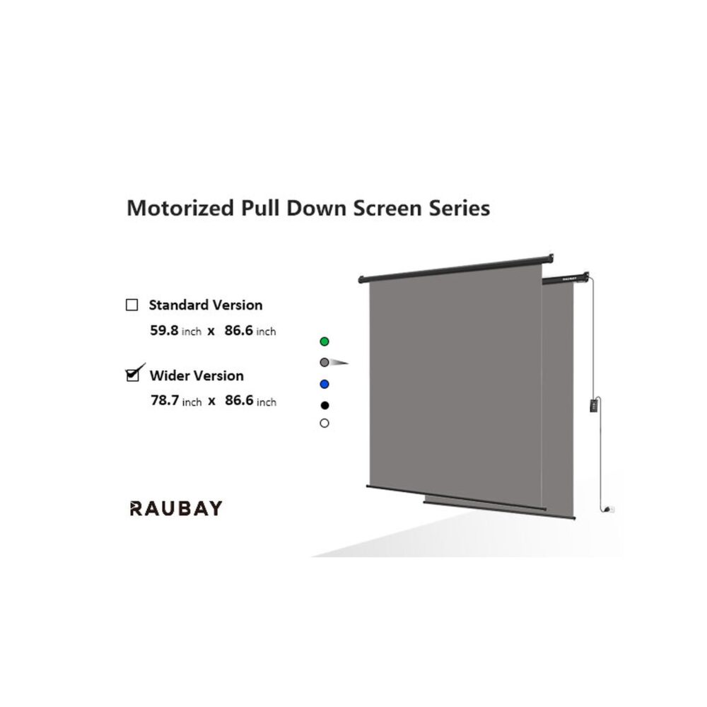 RAUBAY 6.7′ x 7.2′ Motorized Pull Down Grey Screen