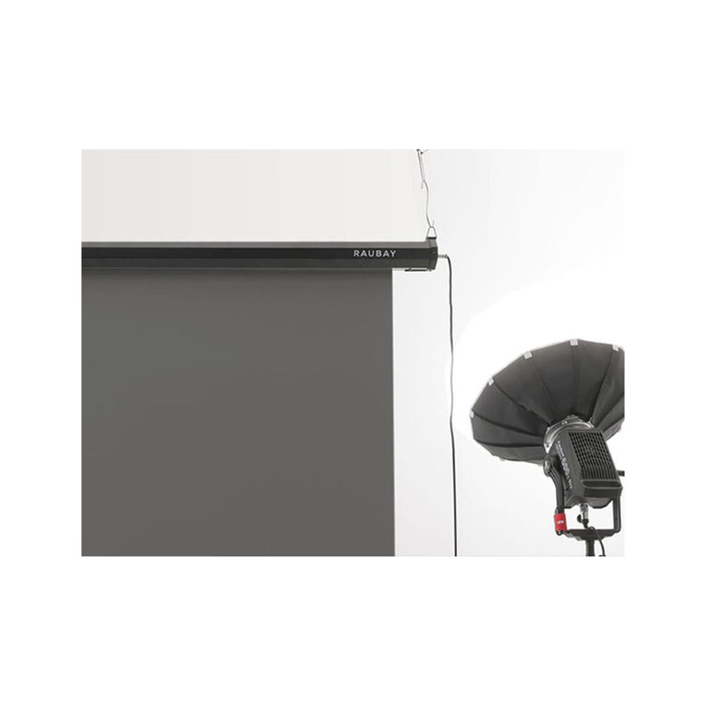 RAUBAY 6.7′ x 7.2′ Motorized Pull Down Grey Screen
