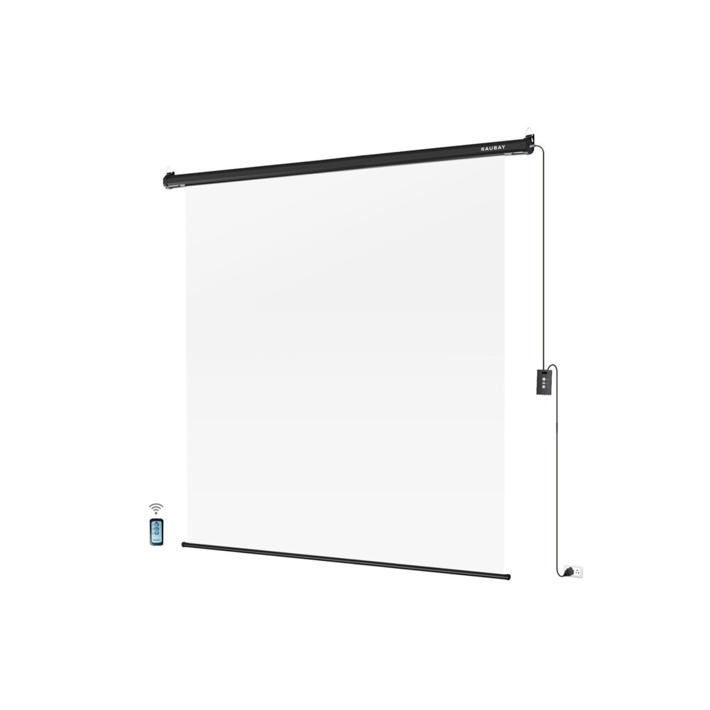 RAUBAY 6.7′ x 7.2′ Motorized Pull Down White Screen
